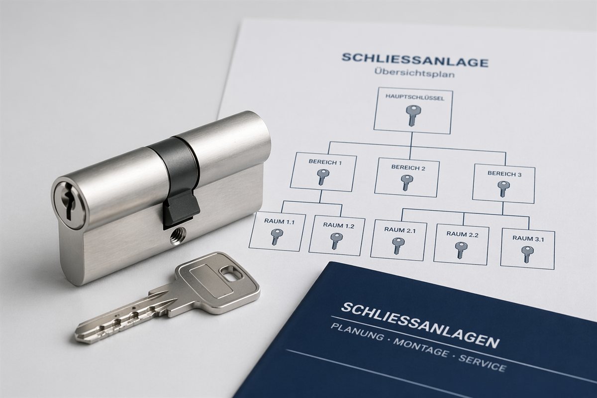 Schließzylinder mit Schlüssel und Schließplan